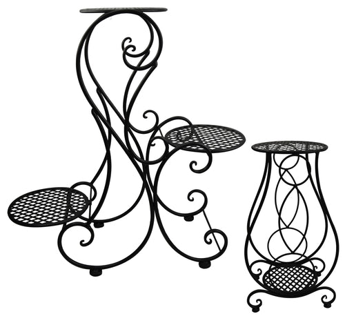 Red Carpet Studios 20059 Tiered Plant Stand, Black - Set of 2